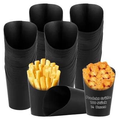 Productafbeelding van Verpakking van 100 Frietbekers van Kraftpapier 350 ml