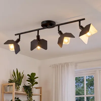 Deckenstrahler 4-flammig, Schwarz, E14, 40 cm, modern