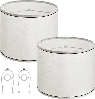 Productafbeelding van Lampenkap, set van 2, met frame, afmetingen 11 x 13 x 10 in (lichtbeige met zwarte rand)