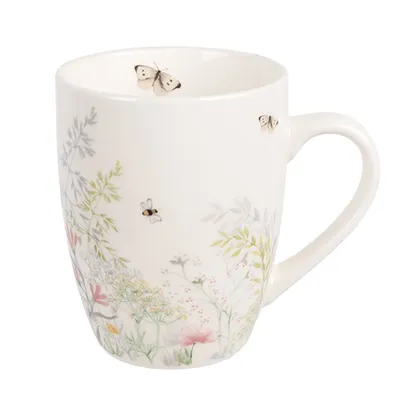 Obrázek produktu pro Clayre & Eef Hrnek 350 ml Bílý porcelán Květiny