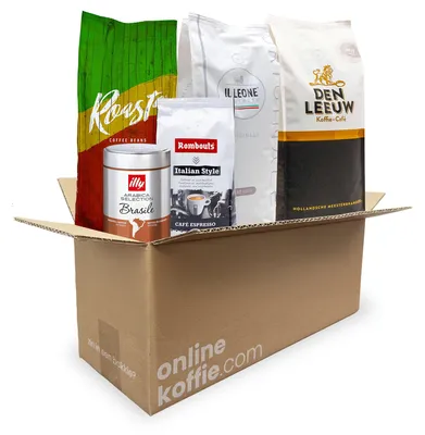 Produktbild von Kaffee Probierpaket 3,5kg - Illy - Il Leone Espresso - Den Leeuw Kaffee - Roasta Coffee - Rombouts, 5 Sorten Arabica und Robusta - Vorteilspack