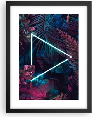 Produktbild von Gerahmtes Poster - Schwarzer Rahmen - Leuchtend Dreieck Blätter - 30x40 cm - Wand Bild - Wanddeko - Wandbilder - Kunstposter - Wandposter - Bilderrahmen - Bilder - Kunstdruck - P2BPA30x40-4563