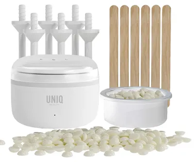Produktbild von UNIQ Mini Wachs Heizgerät Set Haarentfernung für Gesicht und Körper inkl. Wachsperlen Holzspatel und USB Kabel
