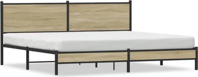 Immagine prodotto di Maison Exclusive - Letto in metallo senza materasso, rovere Sonoma, 193x203 cm