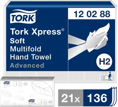 Produktbild von TORK Xpress Multifold-Handtuchpapier 212 x 340 mm W-Falz weiß 2-lagig 21 x 136 Blatt