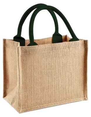 Image de Sac en jute Westford Mill / mini sac cadeau en jute, 6 litres FK972 (taille unique) (naturel/vert)