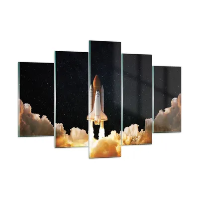 Produktbild von Bilder auf glas - 5 Teile - Abheben Rakete Kosmos - 150x100cm - Glasbilder - Wandbilder - Bilder - zum Aufhängen bereit - Wanddekoration aus Glas - Glas Bilder - Wandbild auf Glas - GEA150x100-4531