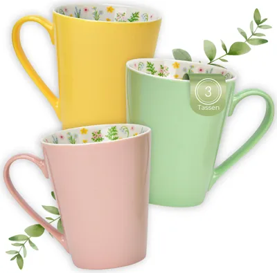 Produktbild von Kaffeetassen Blumenwiese, 3er Set Kaffeetasse