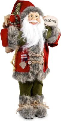 Zdjęcie produktu dla Duża figurka Świętego Mikołaja 48 cm - Idealna dekoracja świąteczna z zegarem