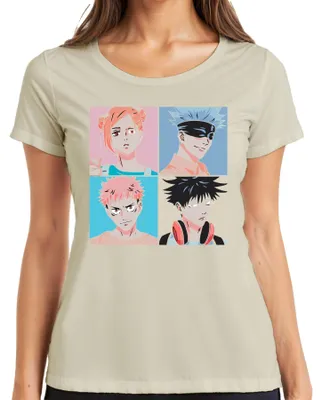 Produktbild von Jujutsu Kaisen Anime Poster Gojo Itadori Fushiguro Kugisaki Damen T-Shirt, Natur, L