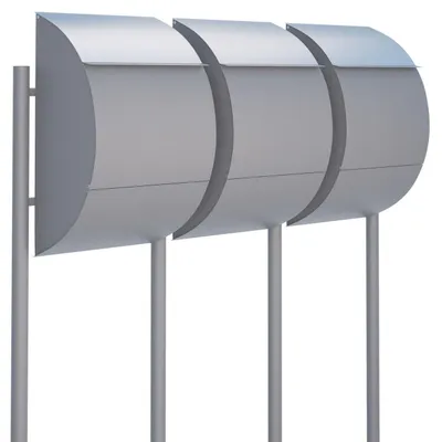 Produktbild von Briefkastenanlage Jumbo for Three in Grau Metallic mit Edelstahlklappe