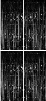 Produktbild von 4x Lametta Vorhang - schwarz - 91x244 cm