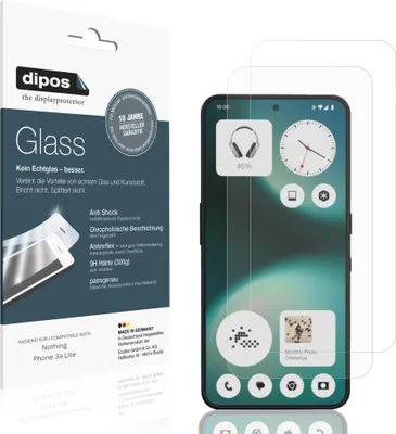 Produktbild von 2x Schutzfolie für Nothing Phone 3a Lite matt - Anti-Shock 9H Folie dipos Glass Kunststoffglas