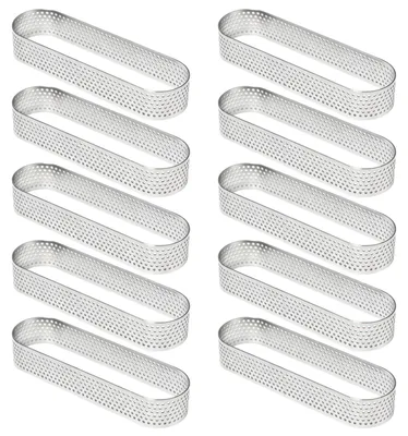 10 ovale mikroperforierte Tarteformen aus Edelstahl 430