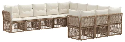 Immagine prodotto di Set di divani da giardino 11 pezzi Beige poly rattan
