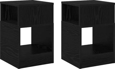 Image de vidaXL Table d'appoint 2 pcs noir imitation chêne 30,5 x 30 x 45 cm