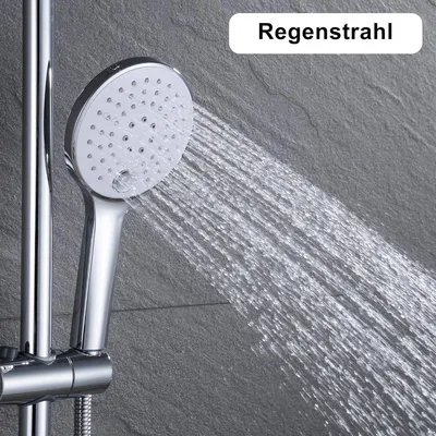 Duschkopf mit 3 Strahlen - Hochdruck Handbrause - Chrom