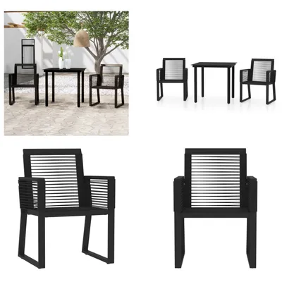 Produktbild von vidaXL 3 tlg. Garten Essgruppe Schwarz - Garten-Essgruppe - Garten-Essgruppen - Outdoor-Essgruppe - Terrassen-Essgruppe