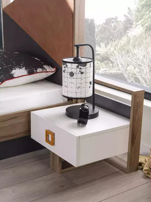 Produktbild von Komplette Bett Kindermöbel Kinderbett Kinderzimmer Holz Grau Set 4tlg