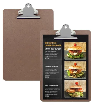 Produktbild von 6er Set Holz-Klemmbrett A5 (17 x 24 x 0,3 cm) mit silbernem Metallclip