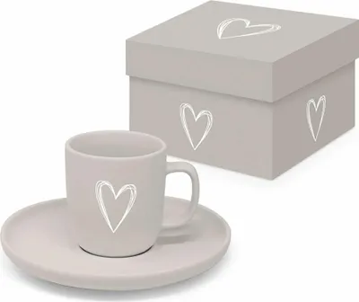 Immagine prodotto di PPD Pure Heart Taupe Matte Espresso, mit Untertasse, Espressotasse, Tasse, Kaffeetasse, 75 ml, 604618