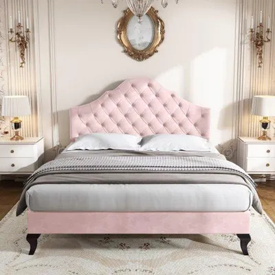 Produktbild von Gestoffertes Bett 140x190 mit Lattenrost und verstellbarem Kopfbrett