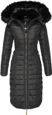 Obrázok produktu pre Navahoo dámska zimná bunda prešívaný kabát parka zimná dlhá prešívaná bunda kapucňa Umay čierna veľkosť 44 - XXL