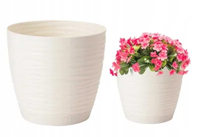Immagine prodotto di Vaso da fiori in plastica con base color crema 19x17,3 cm