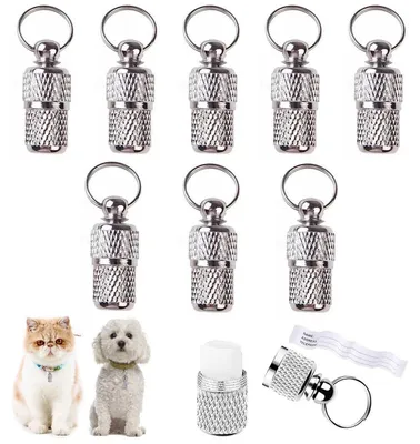 Immagine prodotto di 8 medagliette identificative per animali domestici, argento e ottone, targhette per cani, ciondoli per collari