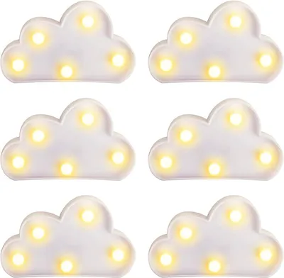 Produktbild von LED Wolken Nachtlicht, 6 Stück, Kinderzimmer Wanddeko, Party & Babyzimmer Beleuchtung
