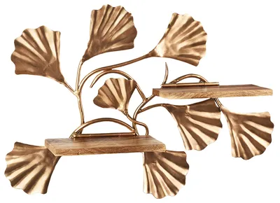 Produktbild von Kobolo Wandregal EMIRA 2 Böden 57x18x61 cm - aus Metall und Holz  Hängeregal Bücherregal Regal hängend Dekoregal Wandboard Ablage Eichrichtung für