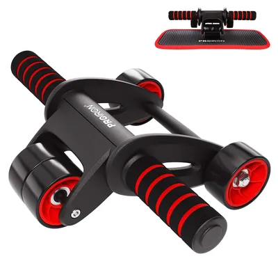Produktbild von Bauchtrainer Bauchroller Ab Wheel - Vierrädrig - Klappbar - Mit Schaumstoffgriffen