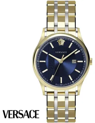 Produktbild von Versace VE4A00720 Aiakos blau gold silber Edelstahl Armband Uhr Herren NEU