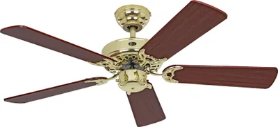 Produktbild von Deckenventilator mit Zugkette Classic Royal Messing poliert 103 Mahagoni
