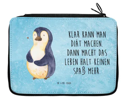 Produktbild von Mr. & Mrs. Panda Mäppchen Pinguin Diät - Eisblau - Geschenk, Bleistiftetui, Federmappe, Abnehmen, Etui, Motivation, Foodbaby, Schlampermäppchen, Selbstliebe, Stifte
