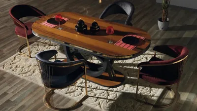 Produktbild von Tisch Stühle 7tlg Esszimmer Holztisch Esszimmer Set Gruppe Garnitur Design