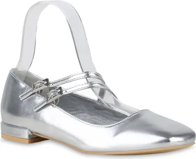 Produktbild von VAN HILL Damen Riemchenballerinas Ballerinas Klassische Schuhe 841180, Farbe: Silber, Größe: 38