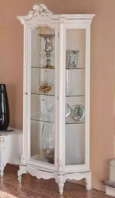 Produktbild von Luxus Vitrine Holzschrank Design Schränke weiß Italienisch Möbel Vitrinen