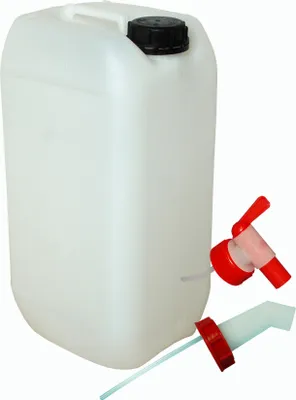 Image de bidon de 15 litres naturel avec robinet + bec verseur rapide (DIN 61)