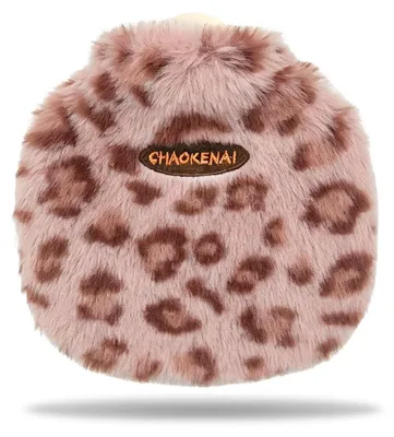 Image de Bouteille d'eau chaude de 350 ml, rose, avec housse en peluche à motifs léopard