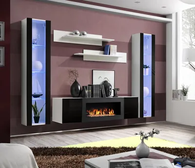 Produktbild von Luxus Wohnwand tv Ständer Sideboard Holz Designer Wohnzimmer Hänge Vitrine Möbel
