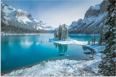 Produktbild von MuchoWow® Poster Landschaft - Schnee - Winter - Wasser - Berg 120x80 cm - Bilder
