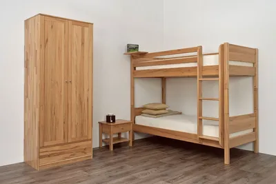 Produktbild von Kinder-Stockbett Castello 90 x 200 cm Eiche Natur geölt mit Leiter