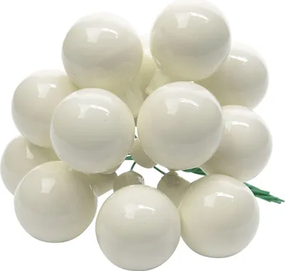 Produktbild von Weihnachtskugeln am Draht 2cm Glas 12 Stück - Wollweiß glänzend