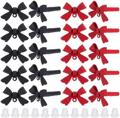 Produktbild von Sterling-Silber Ohrschmuck Set - 40 Stück - Schwarz/Rot - Handgefertigt - Knutsel-Kit - Ohrstecker Zubehör