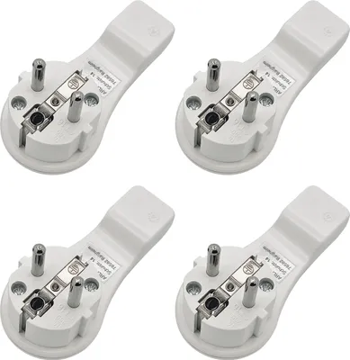 Produktbild von 4x ARLI Schutzkontakt Winkelstecker weiß – extra flach mit Bügel