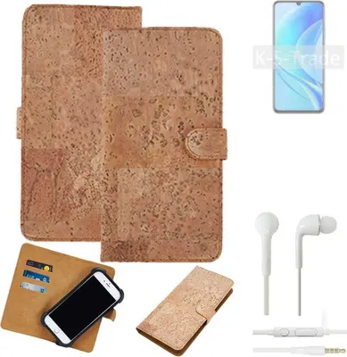 Produktbild von K-S-Trade Hülle kompatibel mit Huawei nova Y70 + in ear Kopfhörer Kork Handyhülle Cover  Schutzhülle TPU Case Bumper in Hellbraun, (1x)