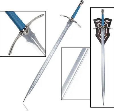 Produktbild von Gandalf Schwert Glamdring inspiriert aus The Hobbit, Edelstahlklinge 118 cm, dekoratives Sammlerschwert mit Wandhalterung JT6061BL