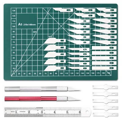 Immagine prodotto di Set bisturi per modellismo - Lama di precisione - 39 pezzi - Acciaio inossidabile - Coltello da hobby