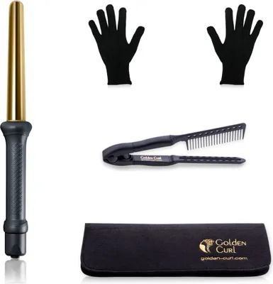 Produktbild von Golden Curl Lockenstab-Set GL506 (Gold) 18mm-25mm, Hitze Handschuhe, Kamm, Etui
